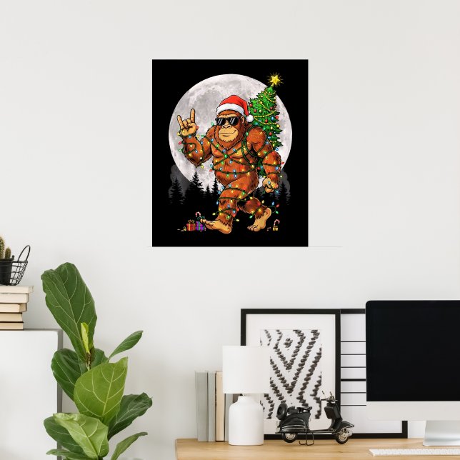Roliga Bigfoot-Julljus och Måne Poster (Hemmakontoret)