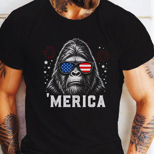 Roliga Bigfoot Merica 4 juli solglasögon T Shirt