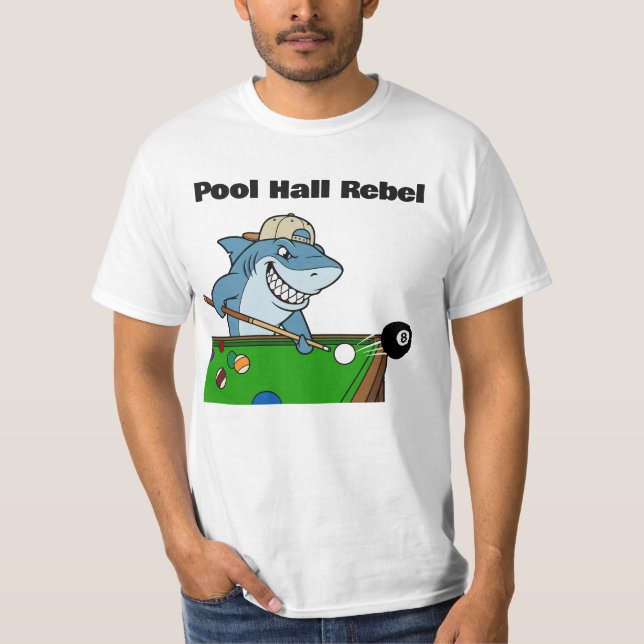 Roliga Biljard Poolhall Rebell T Shirt (Framsida)