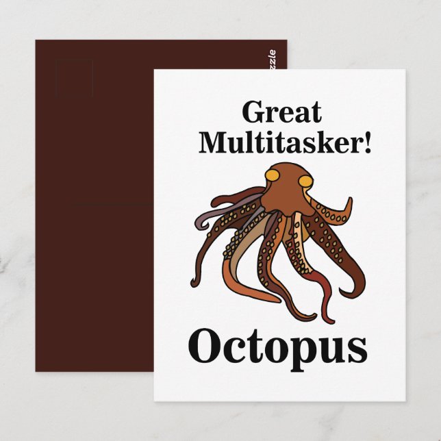 Roliga Bläckfisk Tentakler Multitasking  Vykort (Fram/baksida)