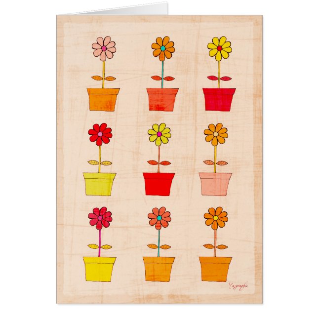 Roliga blommor hälsningskort (Framsidan)