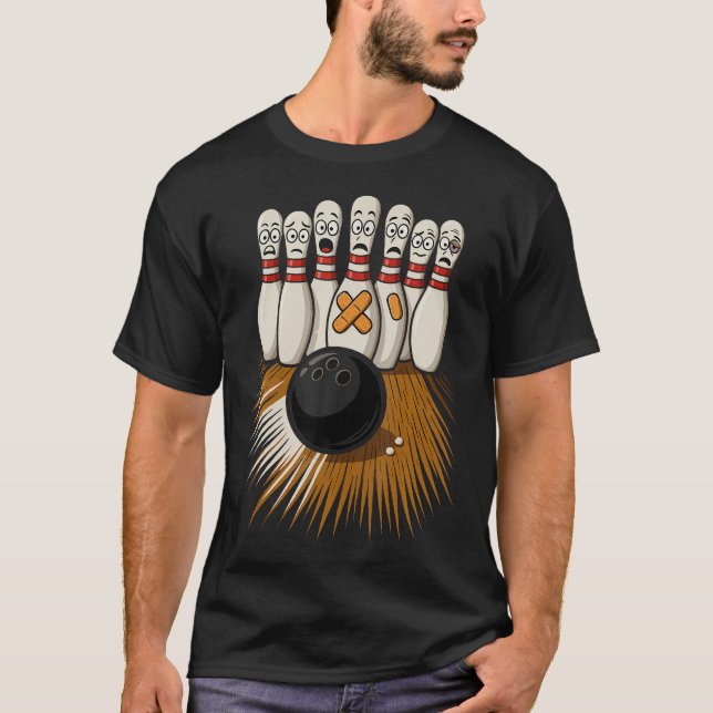 Roliga Bowling Rädda Bowlingkäglor T Shirt (Framsida)