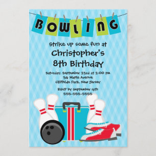 Roliga bowlingpojkefödelsedagsfest inbjudan