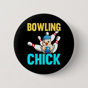Roliga Bowlingskvinnor Söt Bowling Tjej Sport Idro Knapp