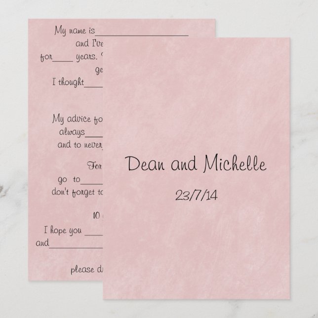 Roliga bröllopsråd kommentarskort inbjudningar (Fram/baksida)