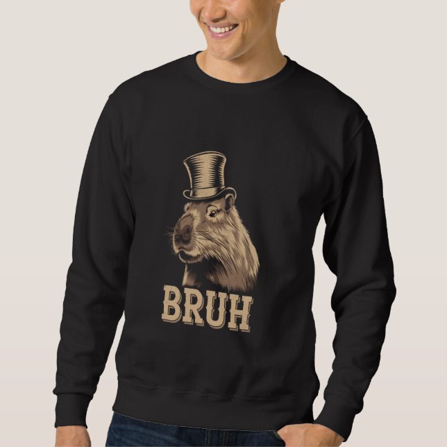 Roliga Bruh-ord Rolig Capybara-meme Sarcasm Cap Lång Ärmad Tröja (Framsida)