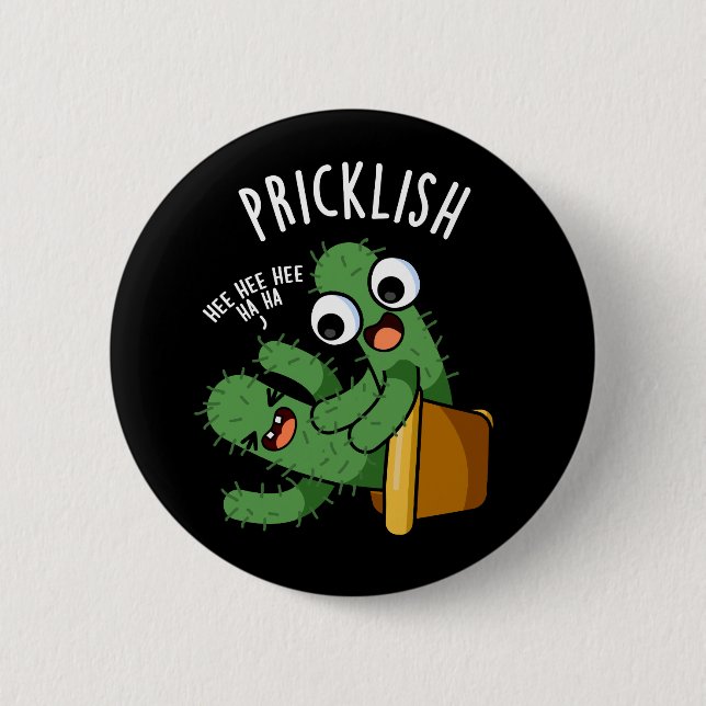 Roliga Cactus Puns Mörk Bakgrund Knapp (Framsida)