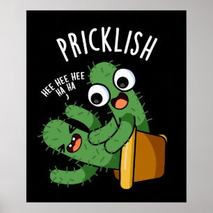 Roliga Cactus Puns Mörk Bakgrund Poster