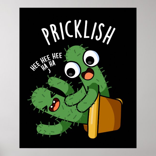 Roliga Cactus Puns Mörk Bakgrund Poster (Framsidan)