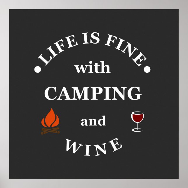 Roliga camping- och vinsägningar poster (Framsidan)