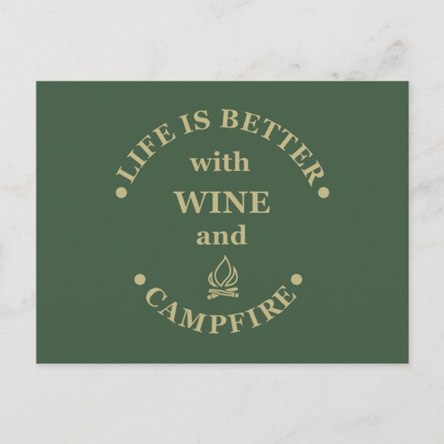 Roliga camping- och vinsägningar vykort (Framsida)