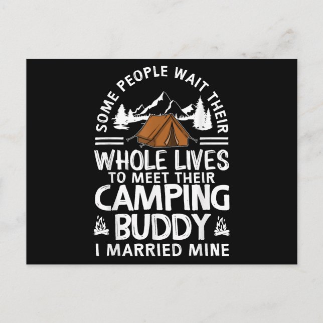 Roliga campingkompispresenter för män och kvinnor  vykort (Framsida)