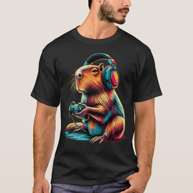 Roliga Capybara-videospel T Shirt (Framsida)