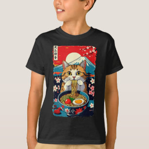 Roliga Catzilla Anime Ramen Japanska Katt Män Kvin T Shirt