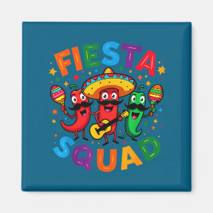 Roliga chilipeppar fiesta-squad cinco de mayo magnet