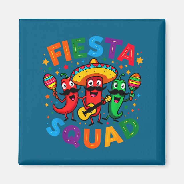 Roliga chilipeppar fiesta-squad cinco de mayo magnet (Framsidan)