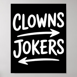 Roliga clowner till vänster joker till höger pil poster