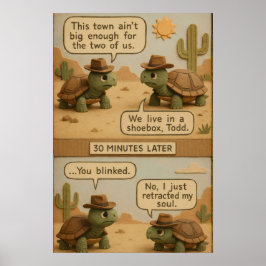Roliga Cowboy Sköldpaddor Öken Stålblick Seriebild Poster