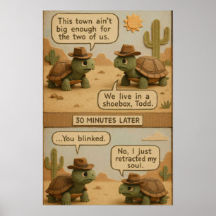 Roliga Cowboy Sköldpaddor Öken Stålblick Seriebild Poster