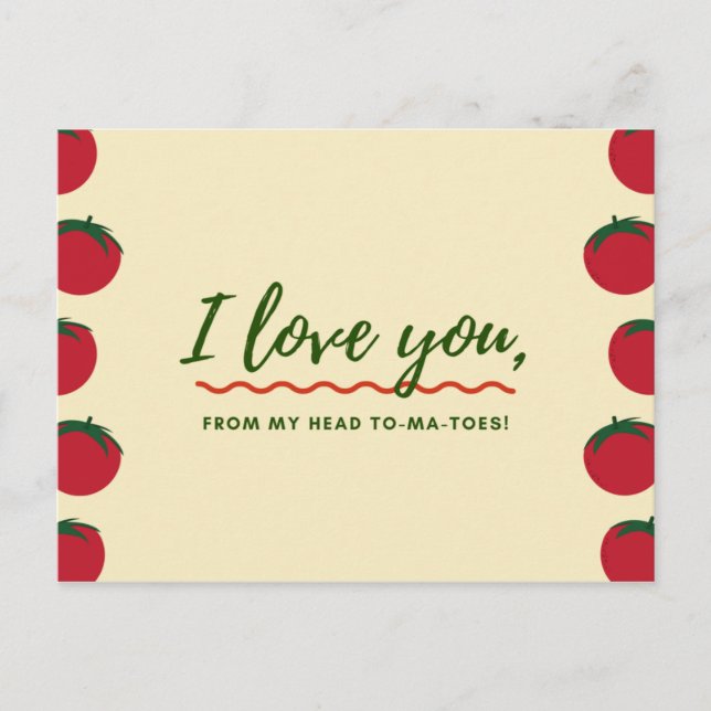 Roliga Crème och Röda Tomater Vykort (Framsida)