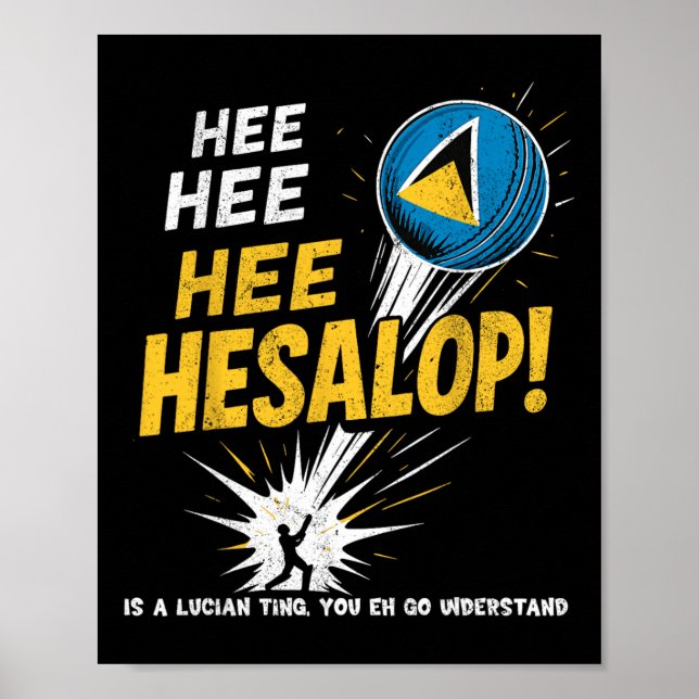 Roliga cricketfans Hesalop Saint Lucian Flag Herr Poster (Framsidan)
