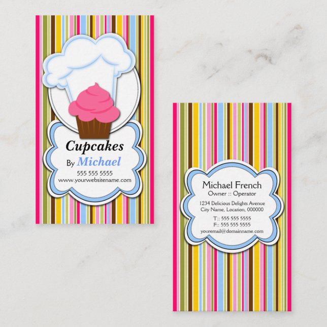 Roliga Cupcake & Bagares Affärskort Visitkort (Fram/baksida)