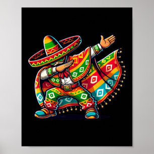 Roliga Dabbing Pojkar Mexikansk Poncho Cinco De Ma Poster