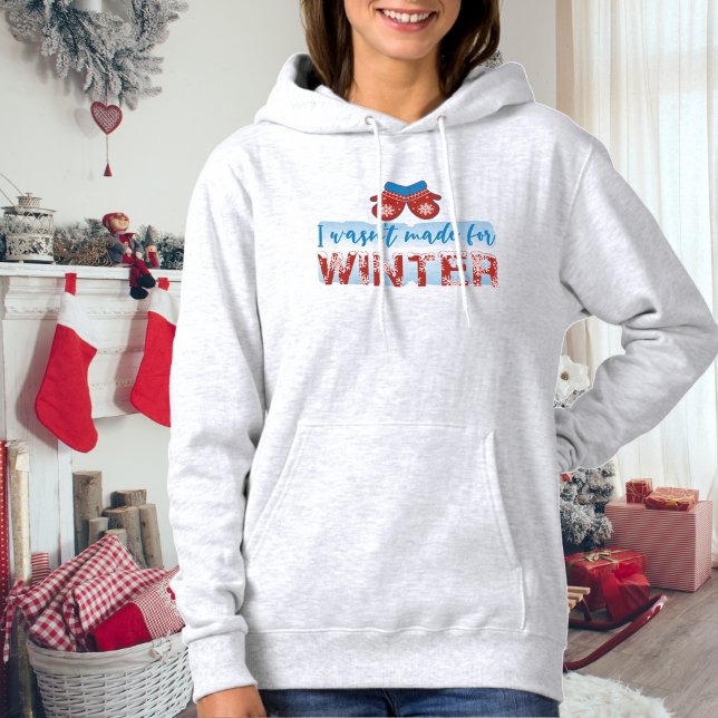 Roliga damer vinter hoodie röd t shirt (Funny Ladies Winter Mittens T-Shirt Hoodie)