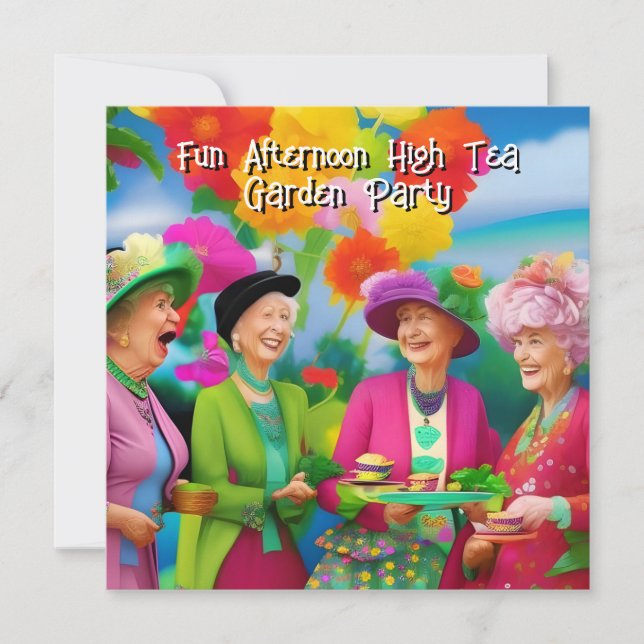 Roliga damers eftermiddags högtidste Garden Party  Inbjudningar (Framsida)