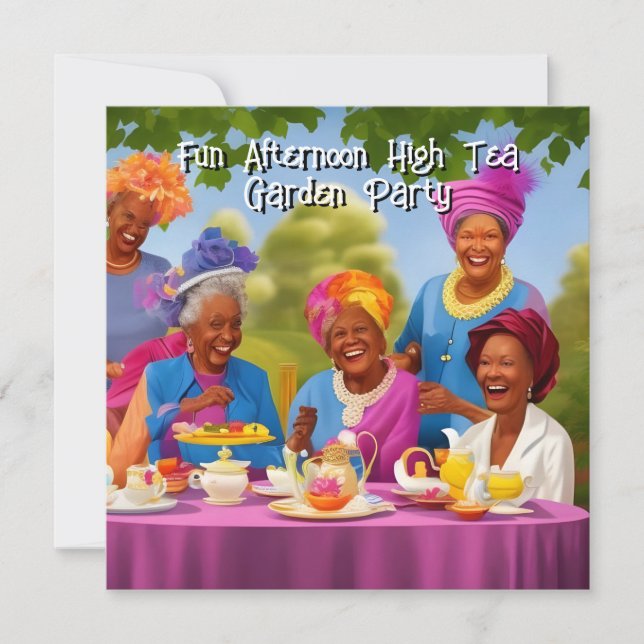 Roliga damers eftermiddags högtidste Garden Party  Inbjudningar (Framsida)