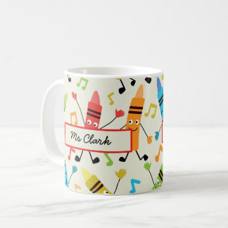 Roliga Dansande Kritor Med Noter Lärare Kaffemugg
