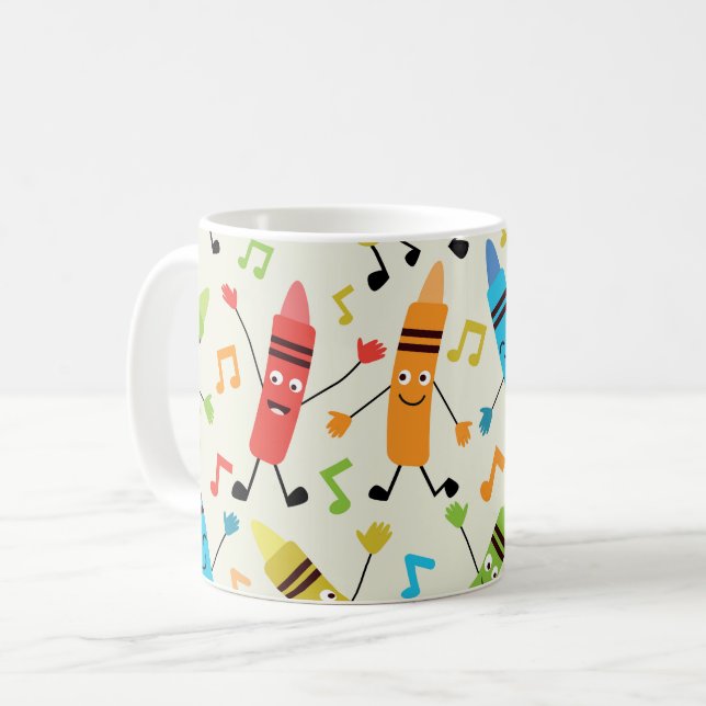 Roliga Dansande Kritor Med Noter Lärare  Kaffemugg (Framsida vänster)