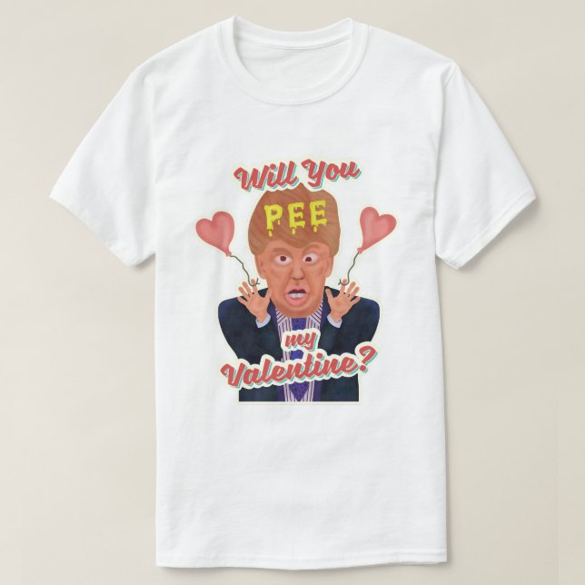 Roliga den Donald Trump valentin dag kissar tejpar Tee Shirt (Design framsida)