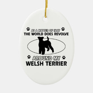 Roliga designer för welsh terrier julgransprydnad keramik