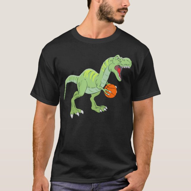 Roliga dinosaurie-sporter för basketkillar t shirt (Framsida)