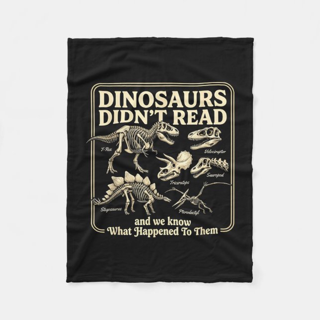 Roliga dinosaurier läste inte bokmasken barn somma fleecefilt (Framsidan)
