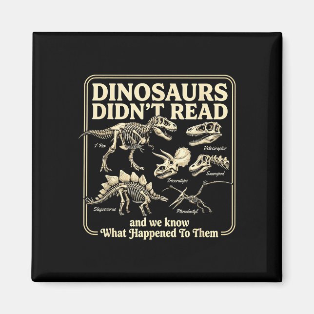 Roliga dinosaurier läste inte bokmasken barn somma magnet (Framsidan)