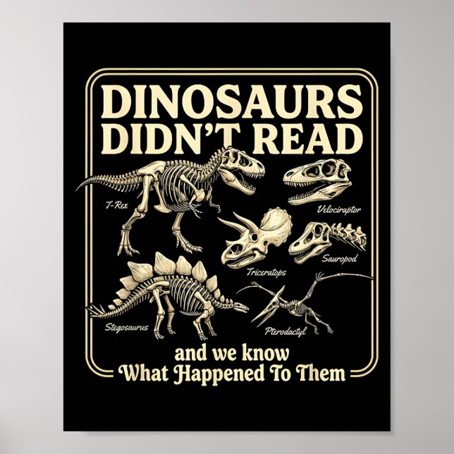 Roliga dinosaurier läste inte bokmasken barn somma poster (Framsidan)