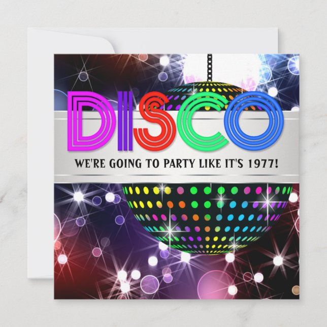 Roliga Disco Party Inbjudningar (Framsida)