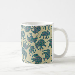 Roliga Ditzy Paisley elefanter på den beige Kaffemugg
