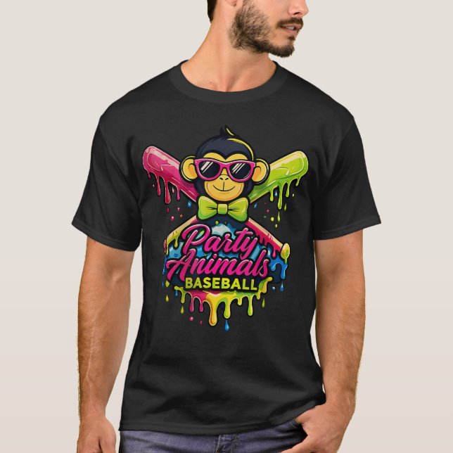Roliga Djur Baseboll Roligt T Shirt (Framsida)