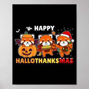 Roliga djur för högtiderna Röd Panda jul Poster