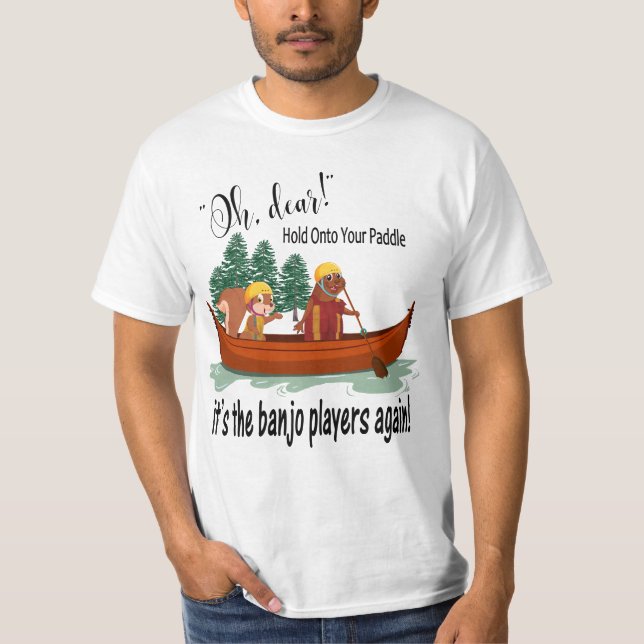 Roliga djur i en kanot, Banjospelaremanar T Shirt (Framsida)