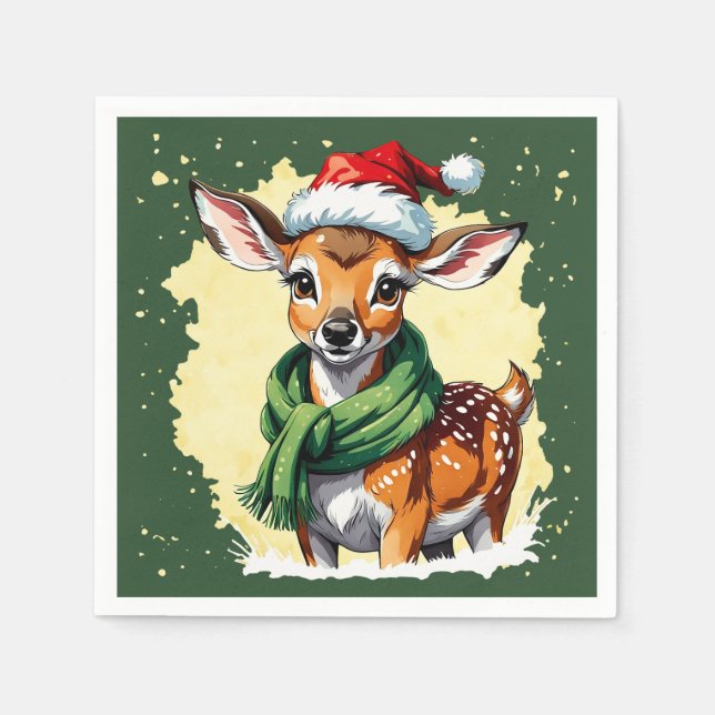Roliga djur julfavoriter - Fawn 1 Pappersservett (Framsidan)