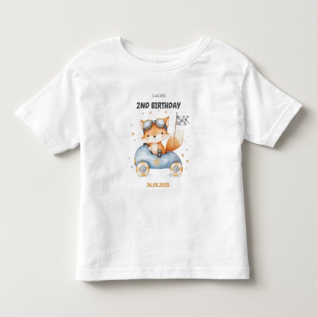 Roliga Djur Racerkars 2-årsdag T Shirt (Framsida)