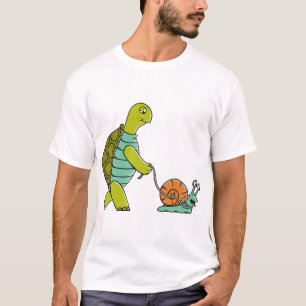 Roliga Djur Sköldpadda Och Snigel T Shirt