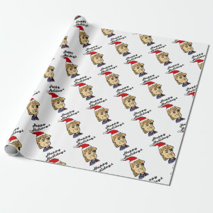 Roliga Donald Trump i tecknad för Santa hattjul Presentpapper