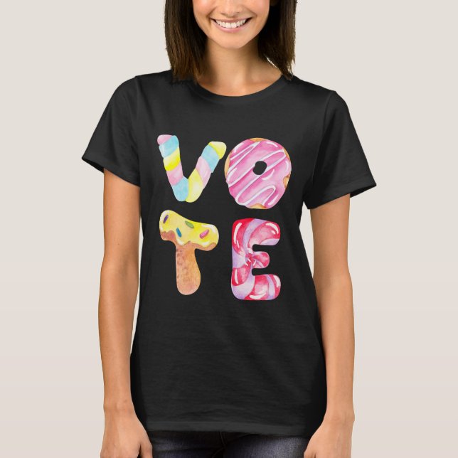 Roliga Donuts och Godis Gå och Röst T Shirt (Framsida)