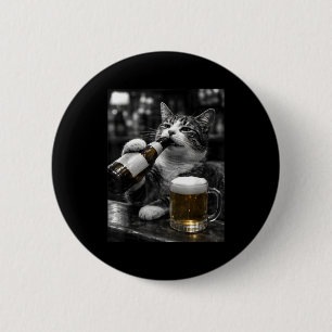 Roliga drickande katter på bar vit svart vintage knapp