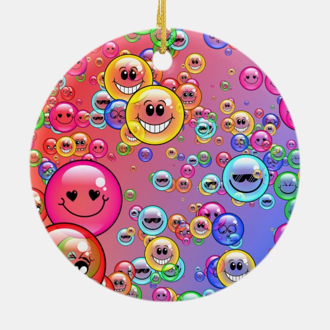 Roliga Emoji-bubblor Julgransprydnad Keramik (Baksidan)
